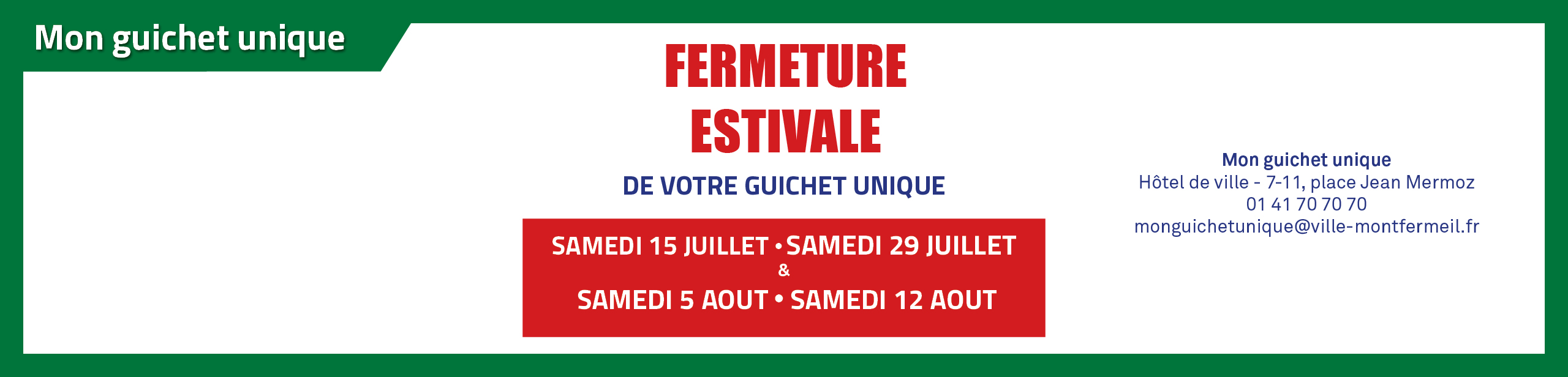 Fermeture du Guichet unique